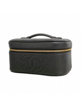 Chanel Vanity Bag Caviar Leather Black Gold